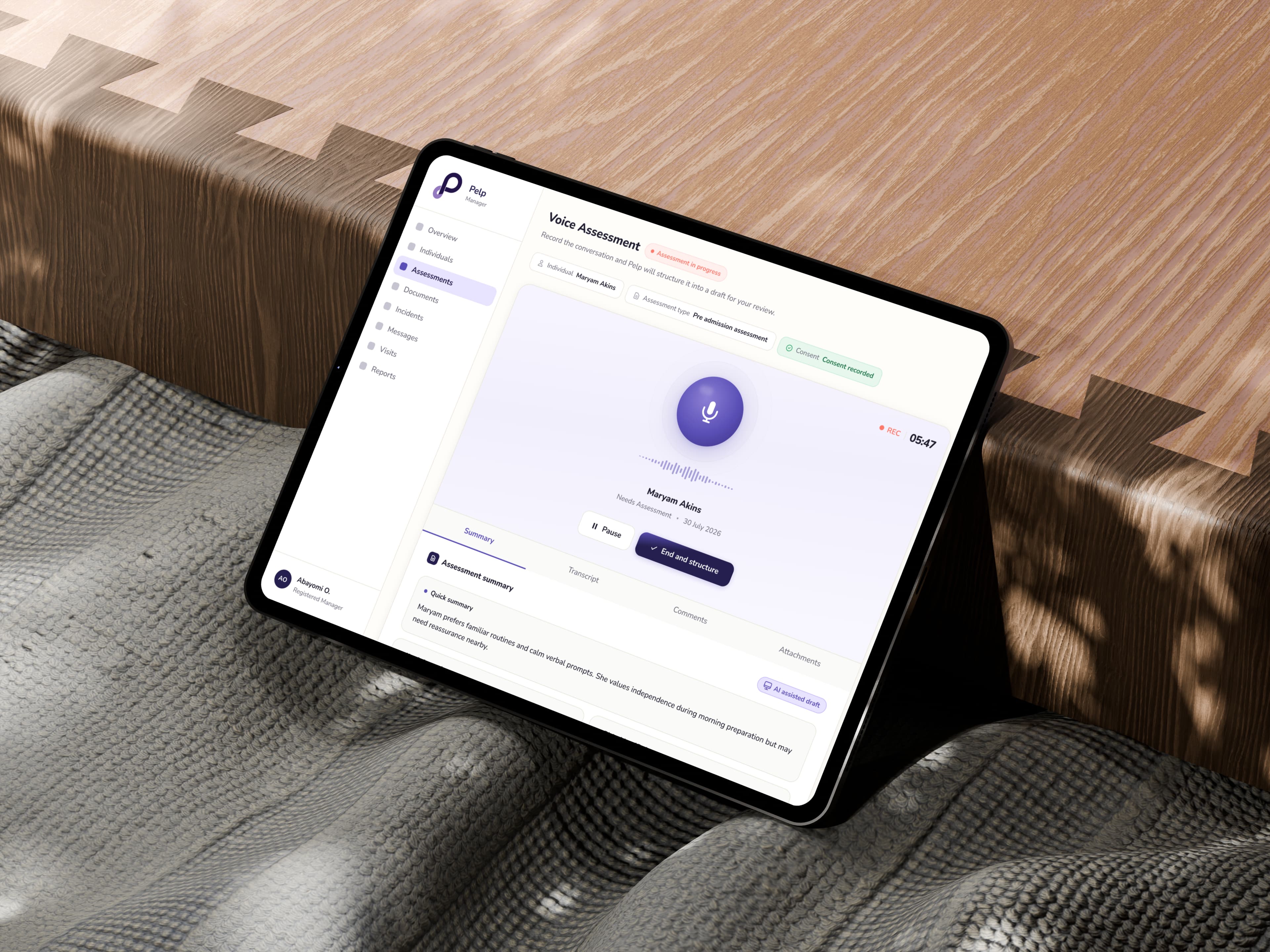 Pelp for Managers on iPad